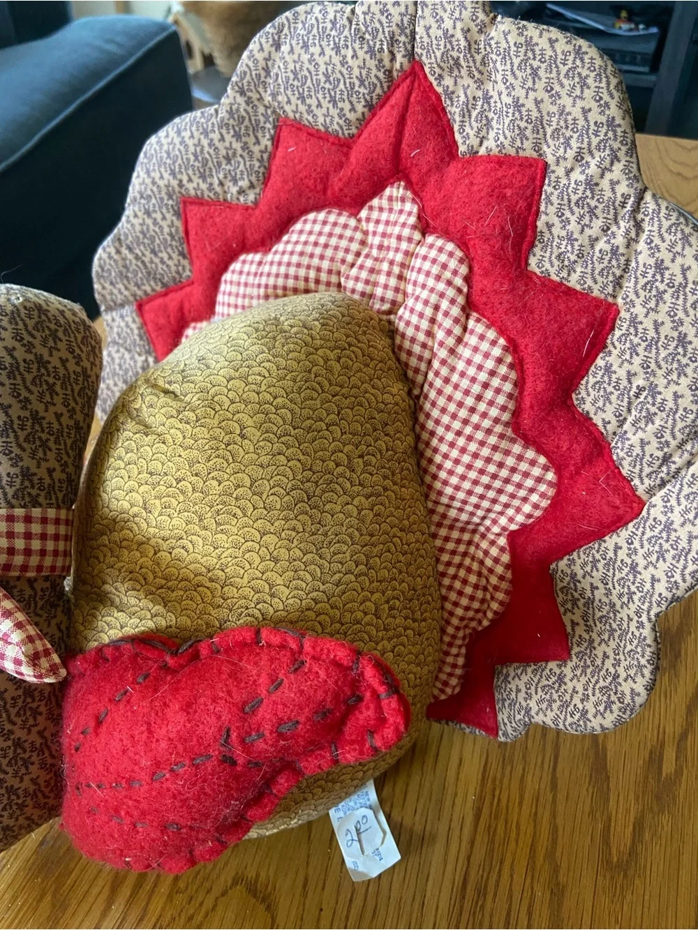 Vintage Stuffed Fabric Thanksgiving Turkey